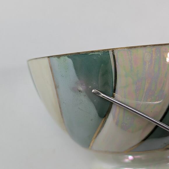 Red Cardinal Lusterware Teacup Japan Gold White Blue Pinwheel Bone China Gift - Picture 9 of 13